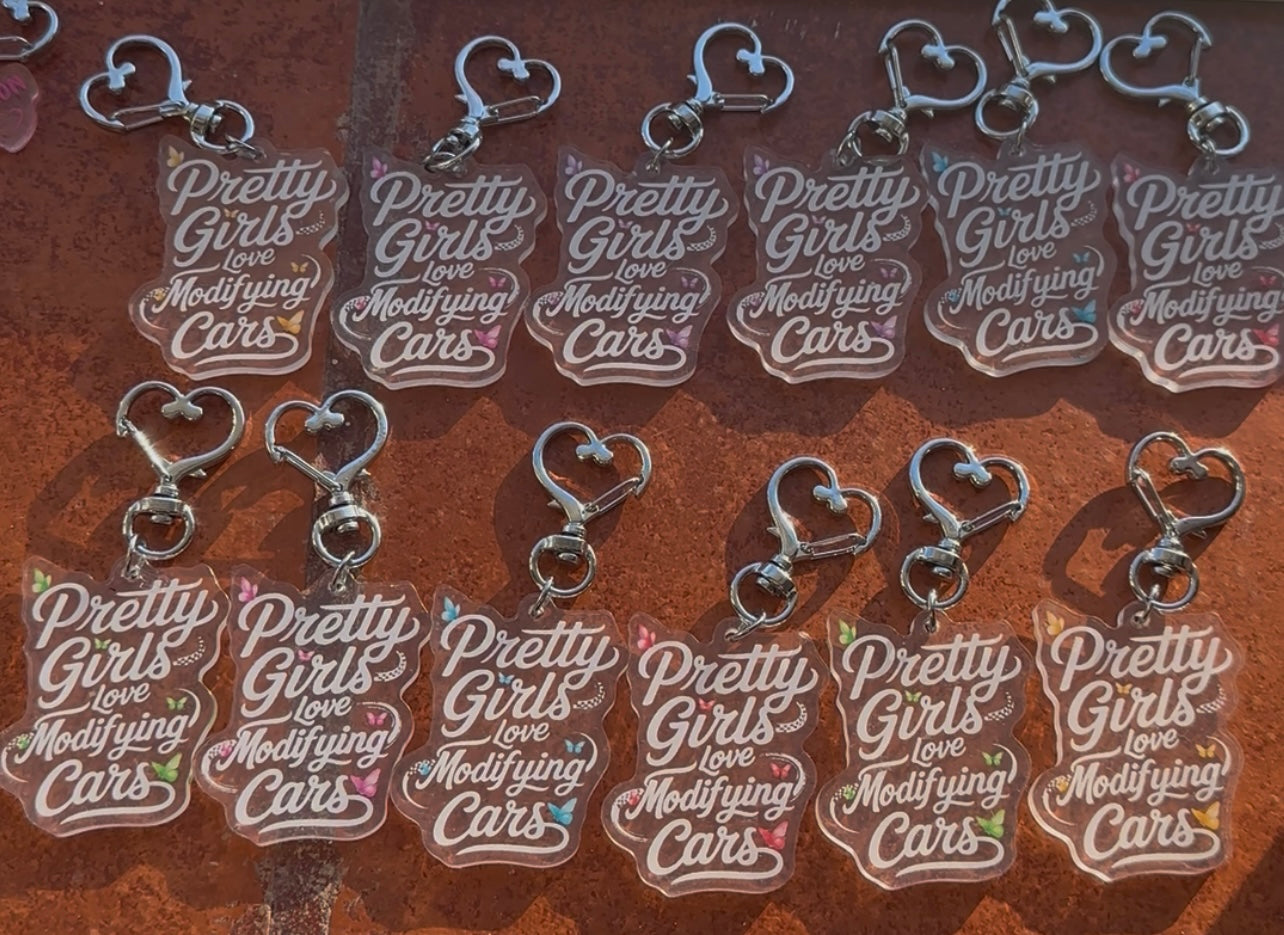 Pretty Girls Love Modifying Cars keyrings